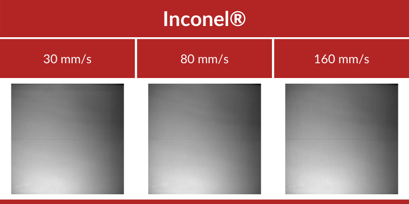 Inconel® picture of homogeneous layer, with only very light parallel waves appearing at 160mm/s